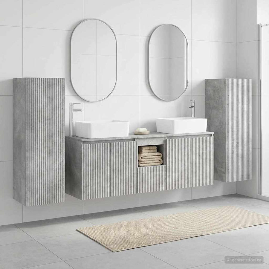Badkamermeubelset 5 st Betongrijs 33 x 34,5 x 100 cm