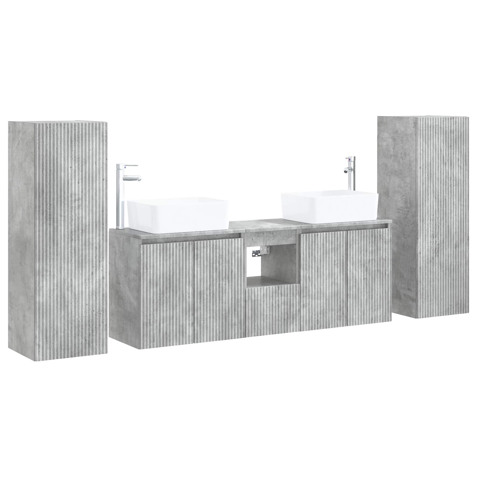 Badkamermeubelset 5 st Betongrijs 33 x 34,5 x 100 cm