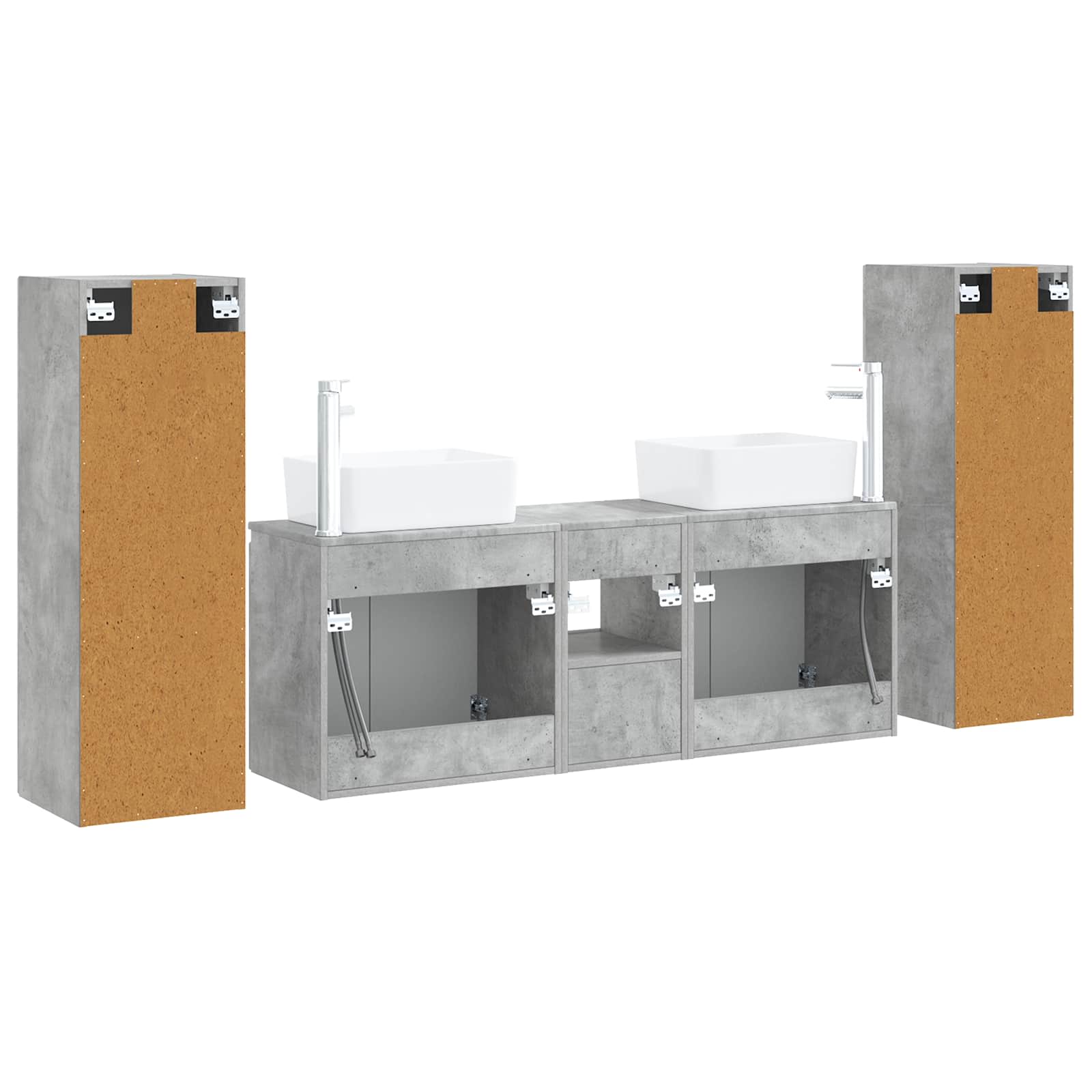 Badkamermeubelset 5 st Betongrijs 33 x 34,5 x 100 cm