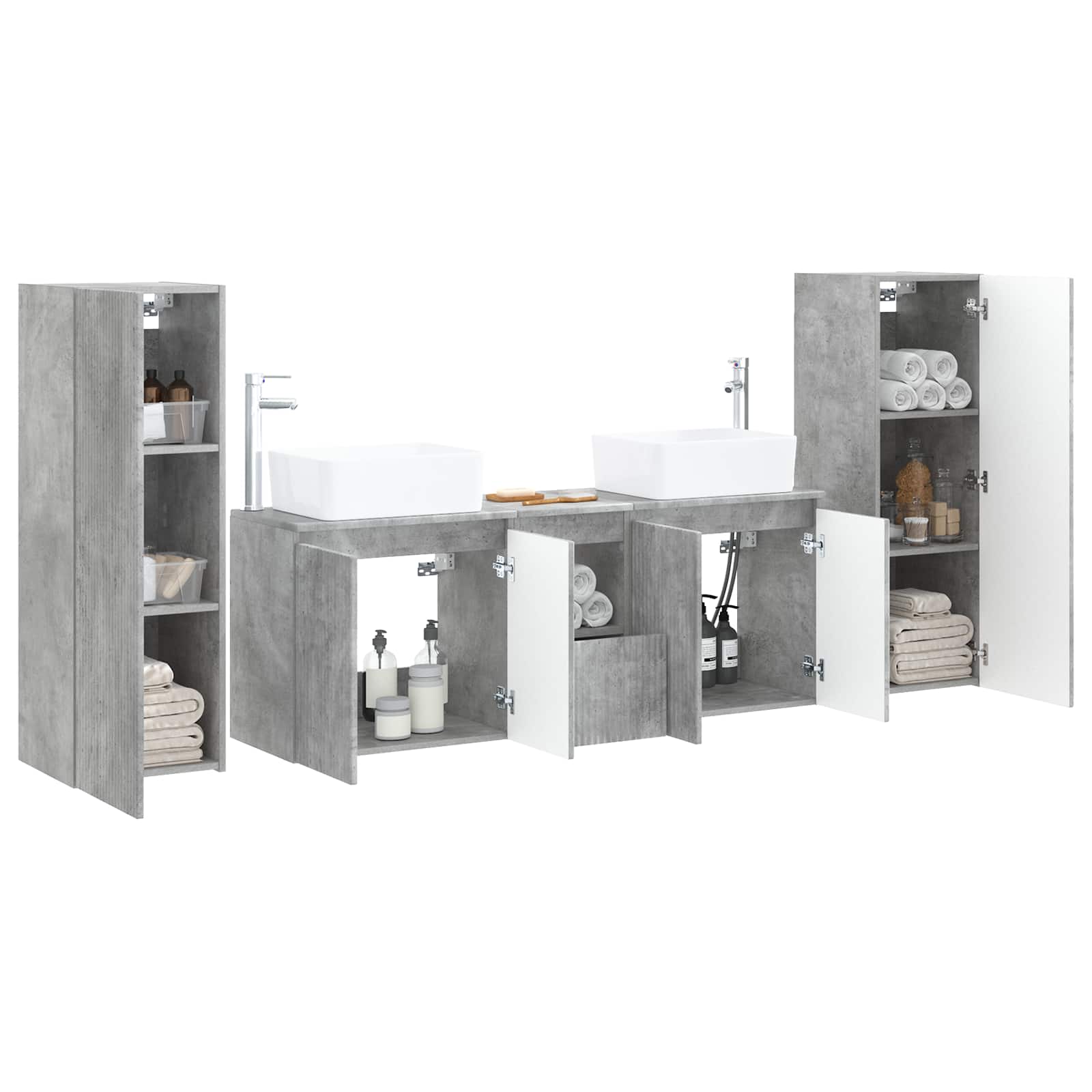 Badkamermeubelset 5 st Betongrijs 33 x 34,5 x 100 cm