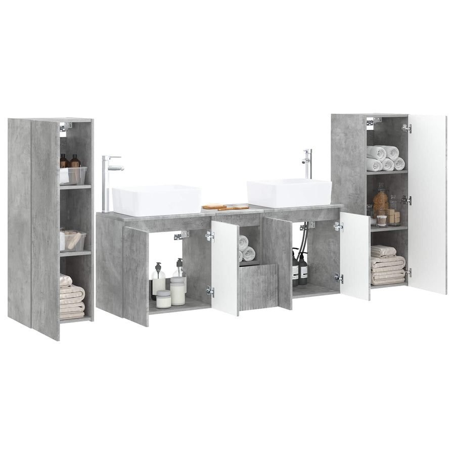 Badkamermeubelset 5 st Betongrijs 33 x 34,5 x 100 cm