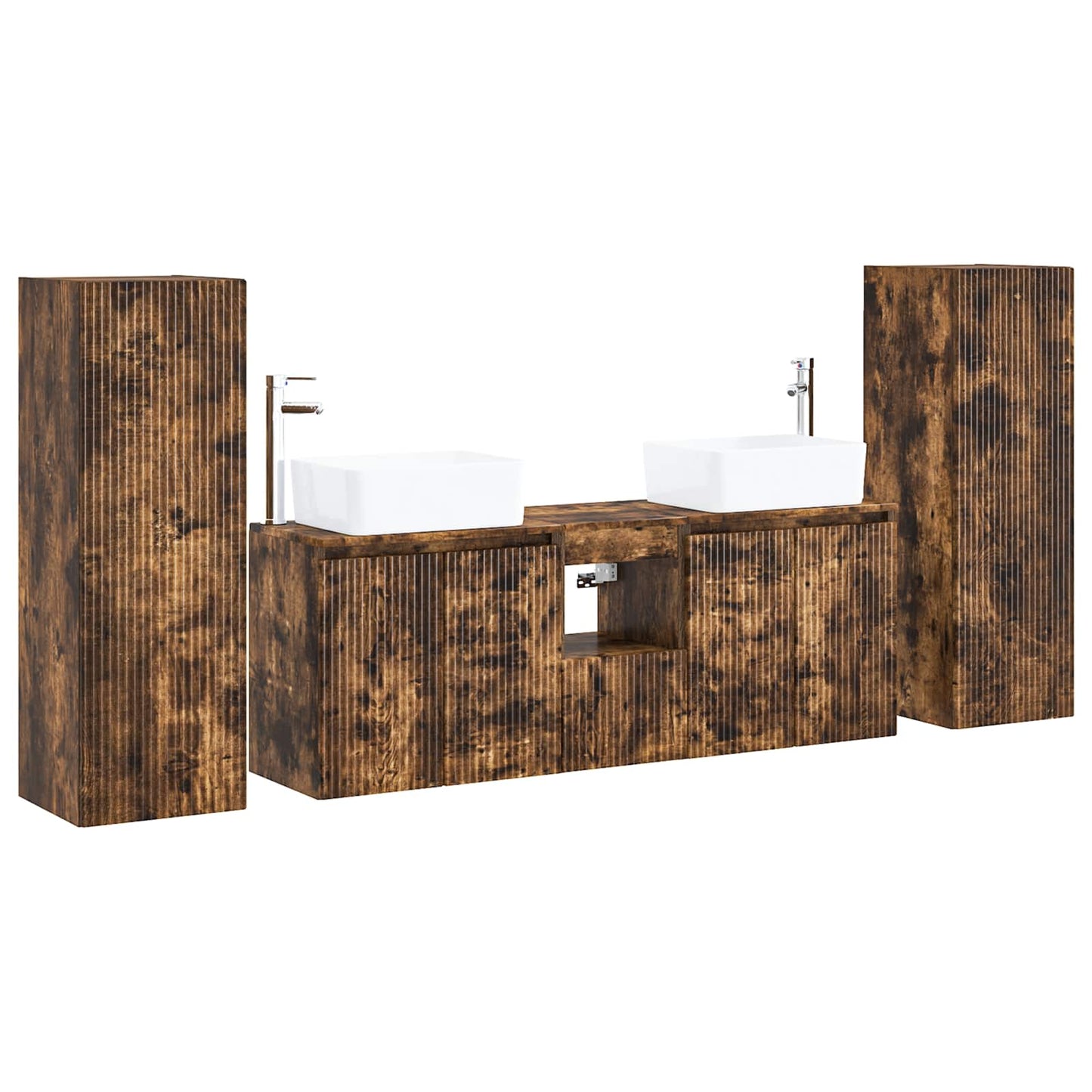 Badkamermeubelset 5 st Gerookt eiken 33 x 34,5 x 100 cm