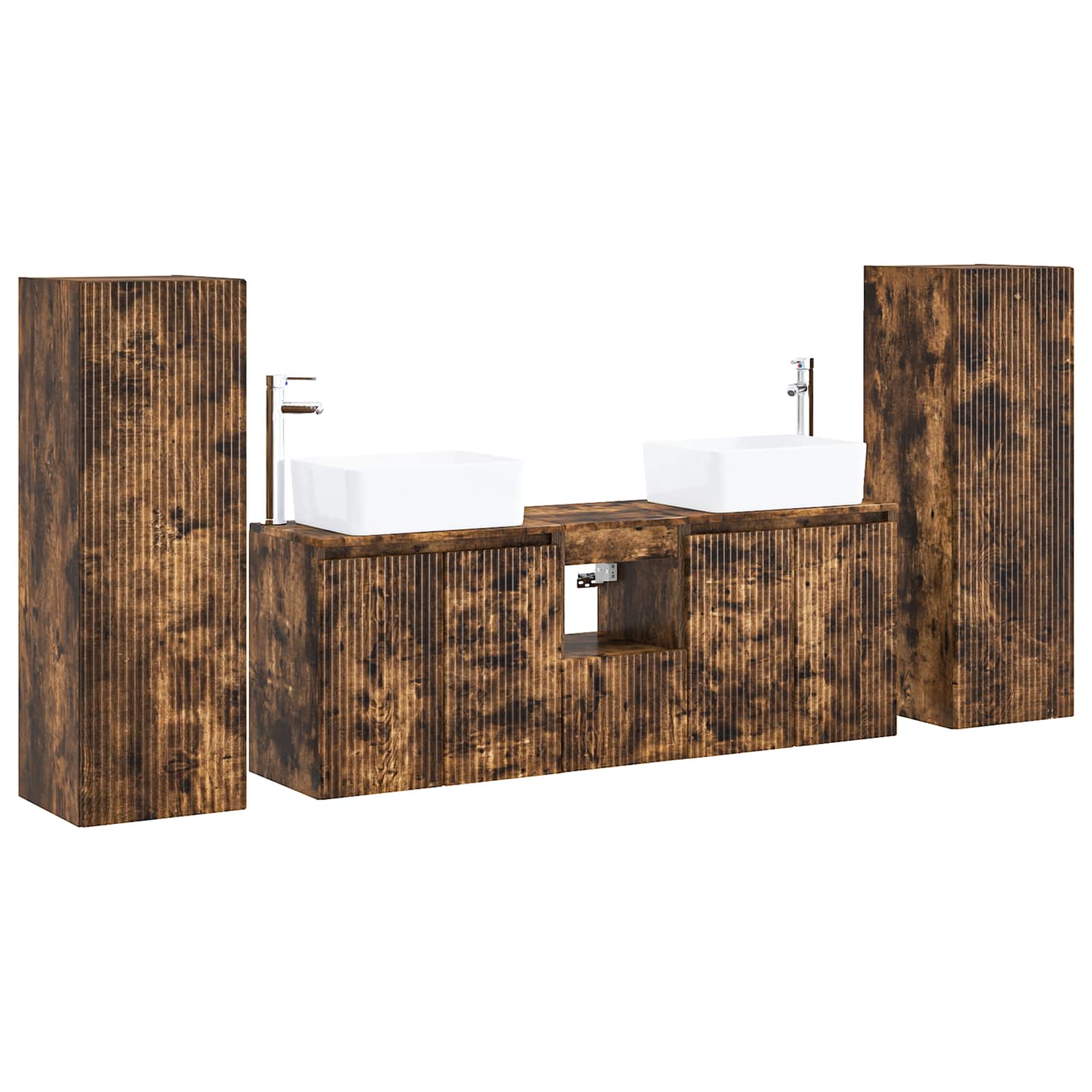 Badkamermeubelset 5 st Gerookt eiken 33 x 34,5 x 100 cm