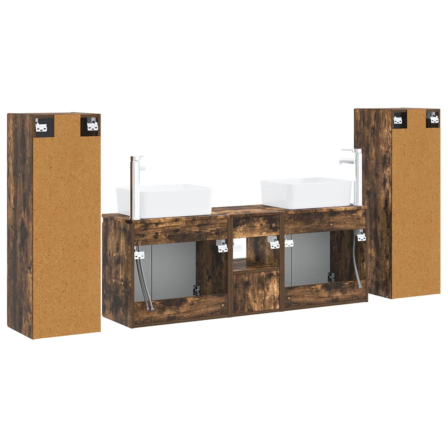 Badkamermeubelset 5 st Gerookt eiken 33 x 34,5 x 100 cm