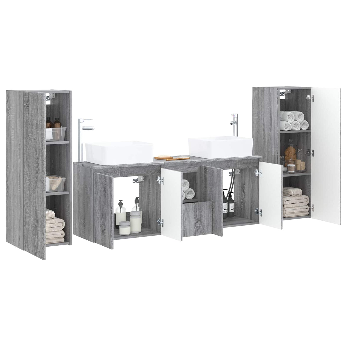 Badkamermeubelset 5 st Grijs Sonoma 33 x 34,5 x 100 cm