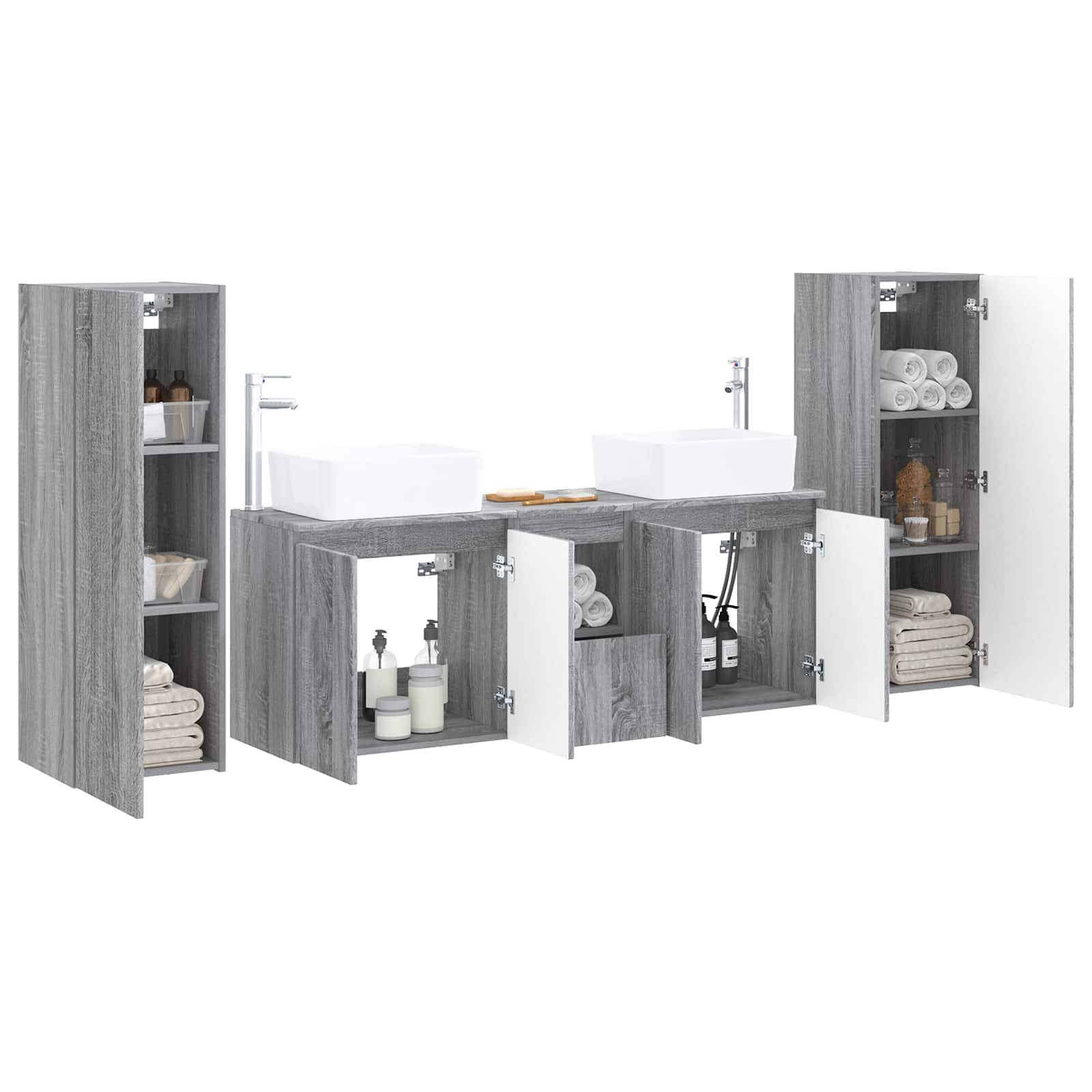 Badkamermeubelset 5 st Grijs Sonoma 33 x 34,5 x 100 cm
