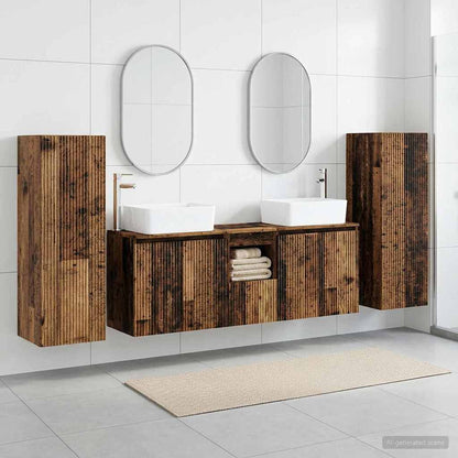 Badkamermeubelset 5 st Oud hout 33 x 34,5 x 100 cm Bewerkt hout