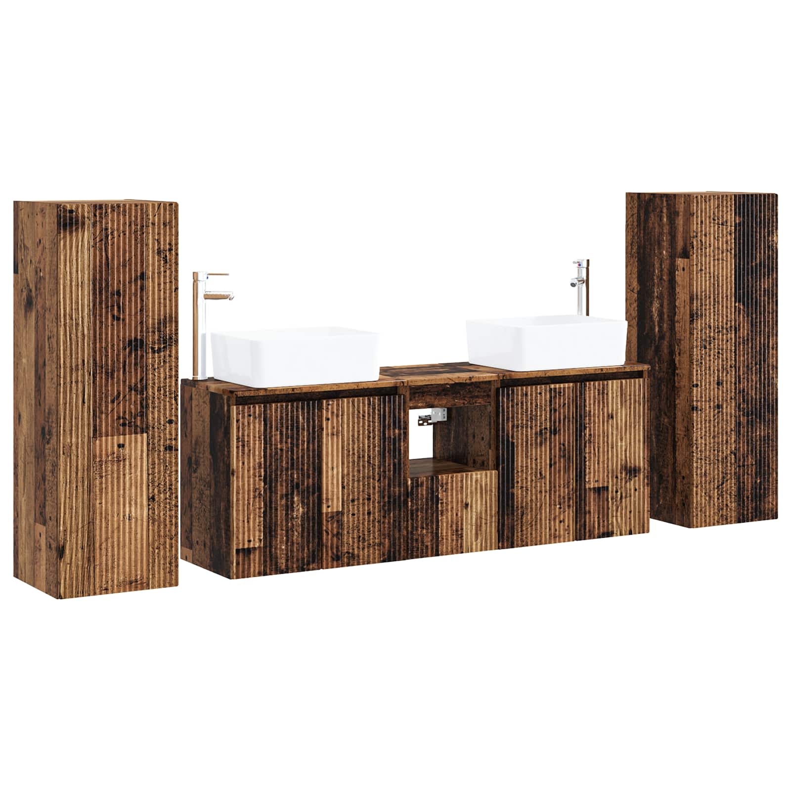 Badkamermeubelset 5 st Oud hout 33 x 34,5 x 100 cm Bewerkt hout