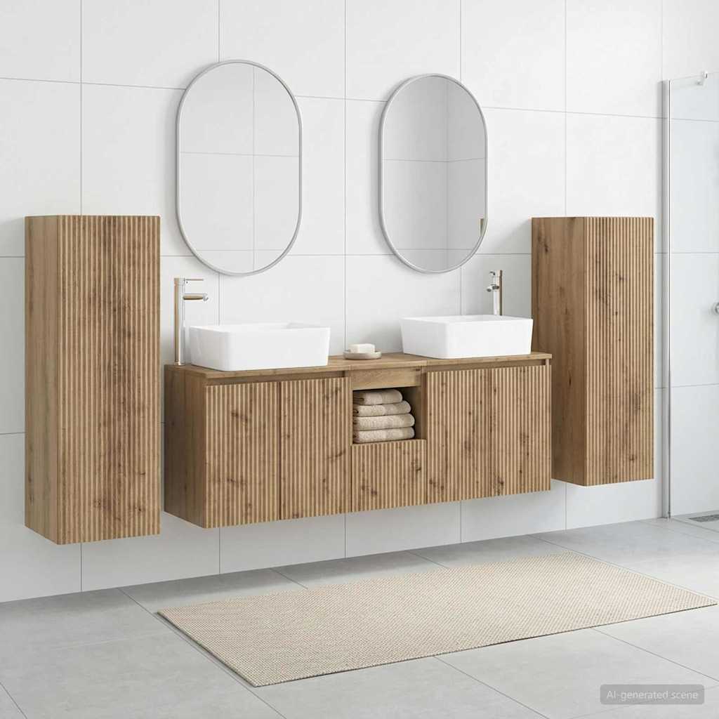 Badkamermeubelset 5 st Artisanaal eiken 33 x 34,5 x 100 cm