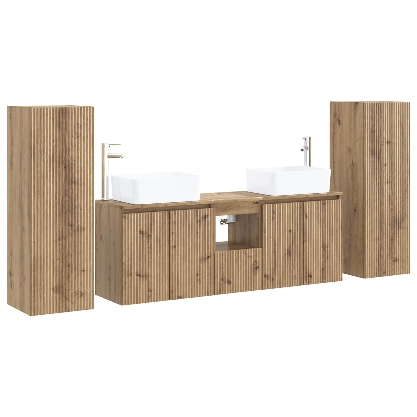 Badkamermeubelset 5 st Artisanaal eiken 33 x 34,5 x 100 cm