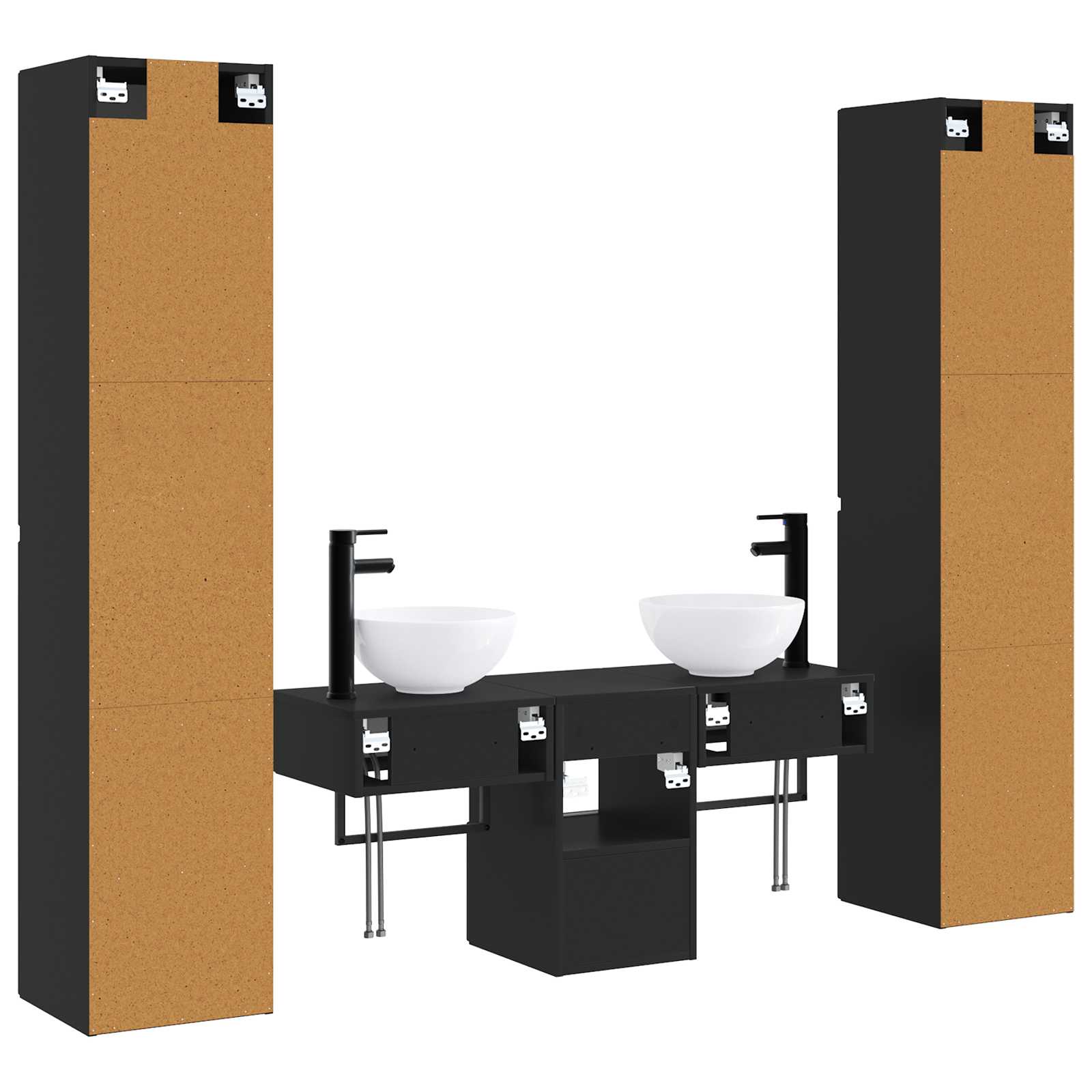 Badkamermeubelset 5 st Zwart 33 x 34,5 x 160 cm Bewerkt hout