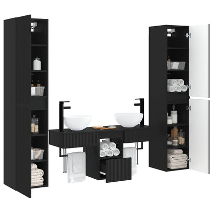 Badkamermeubelset 5 st Zwart 33 x 34,5 x 160 cm Bewerkt hout