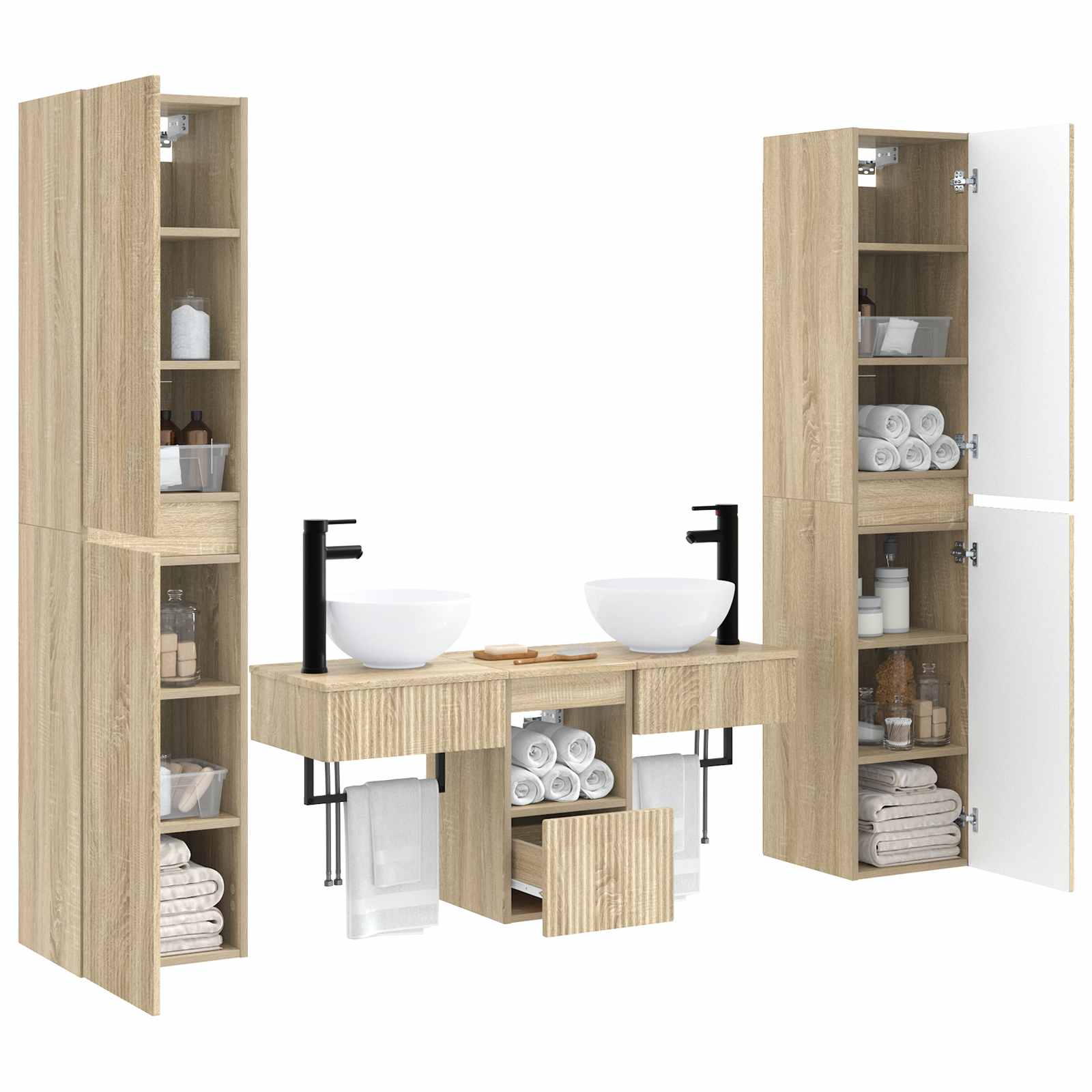 Badkamermeubelset 5 st Sonoma Eiken 33 x 34,5 x 160 cm