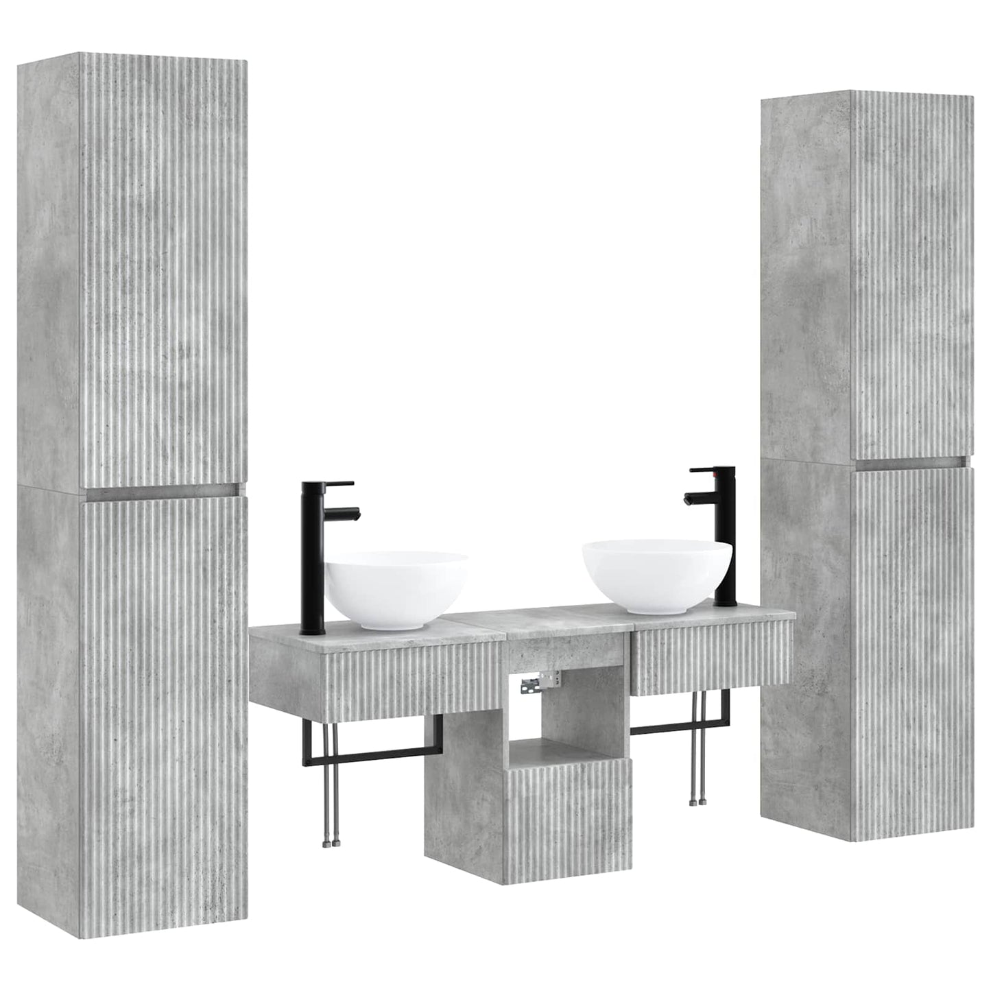 Badkamermeubelset 5 st Betongrijs 33 x 34,5 x 160 cm