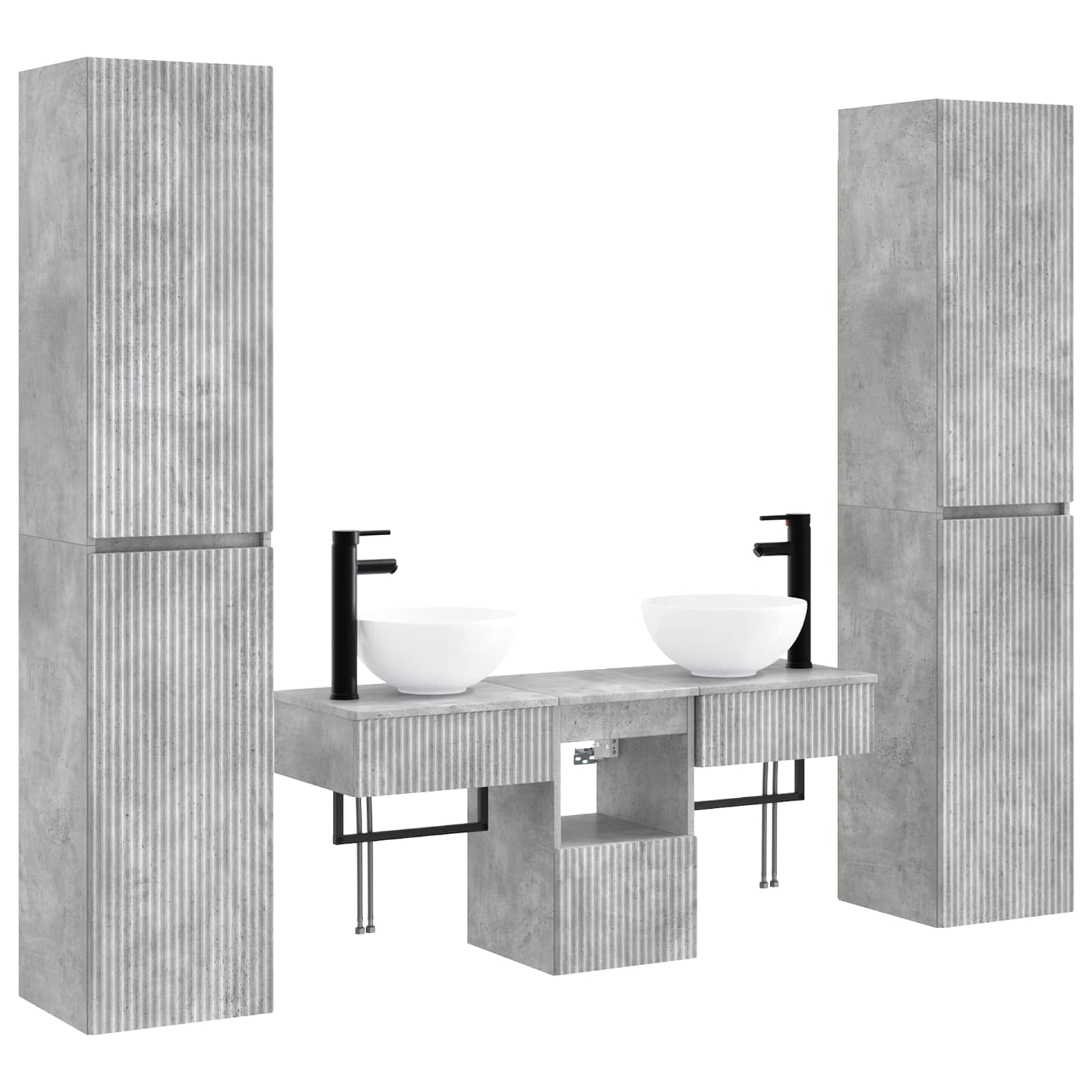 Badkamermeubelset 5 st Betongrijs 33 x 34,5 x 160 cm