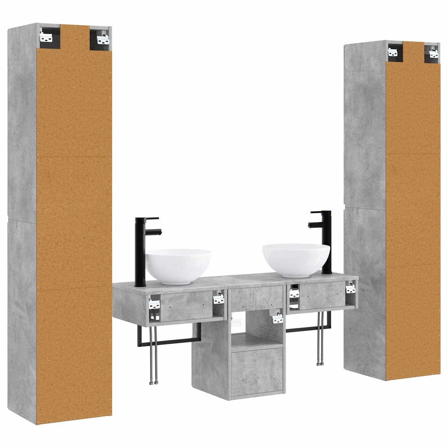 Badkamermeubelset 5 st Betongrijs 33 x 34,5 x 160 cm