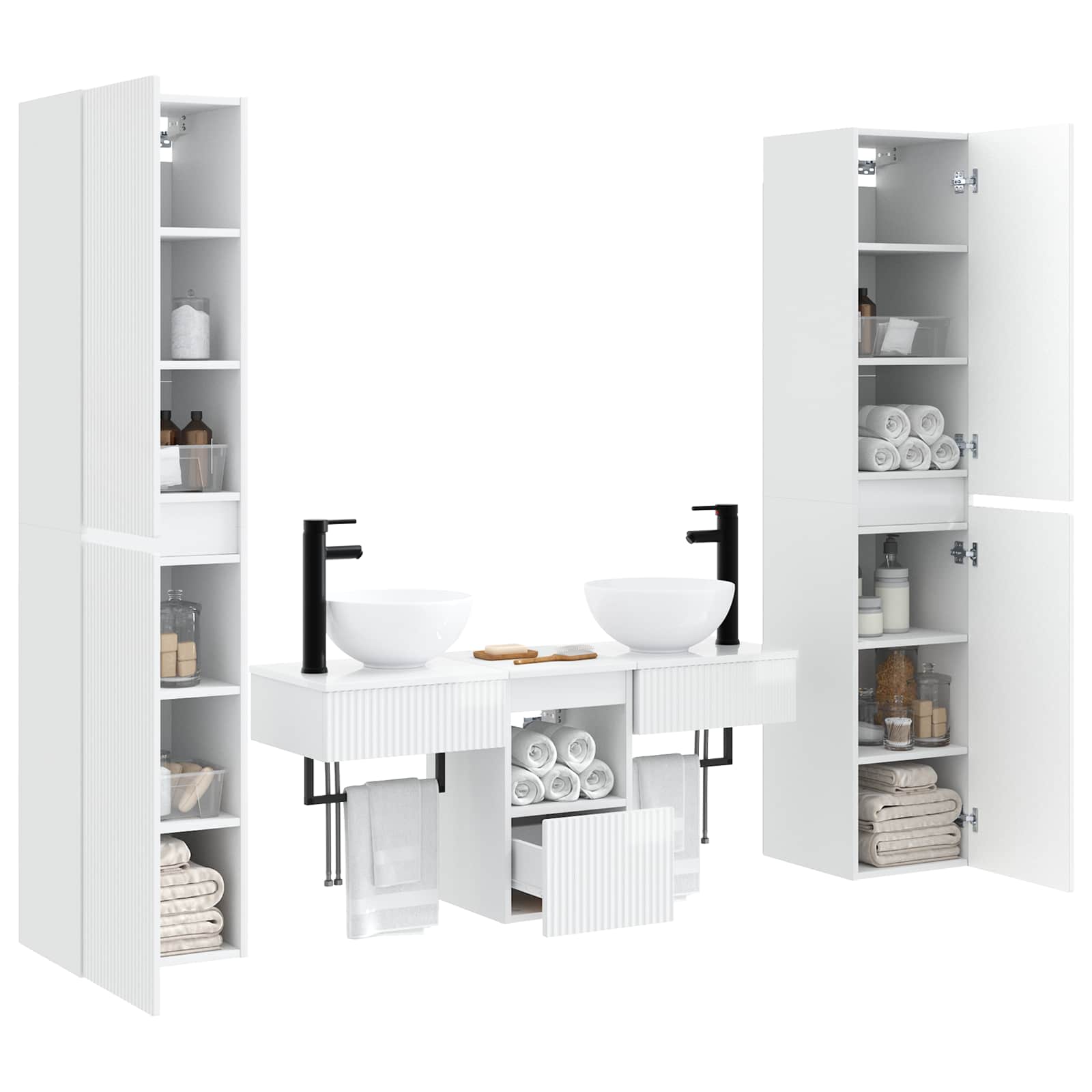 Badkamermeubelset 5 st Hoogglans Wit 33 x 34,5 x 160 cm