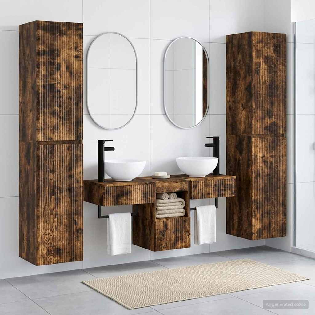 Badkamermeubelset 5 st Gerookt eiken 33 x 34,5 x 160 cm