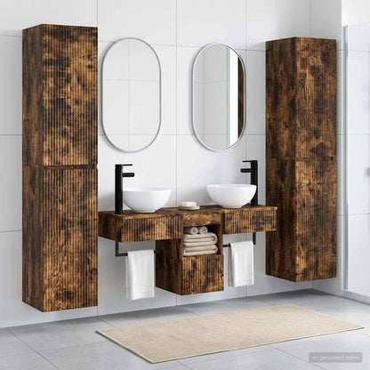 Badkamermeubelset 5 st Gerookt eiken 33 x 34,5 x 160 cm