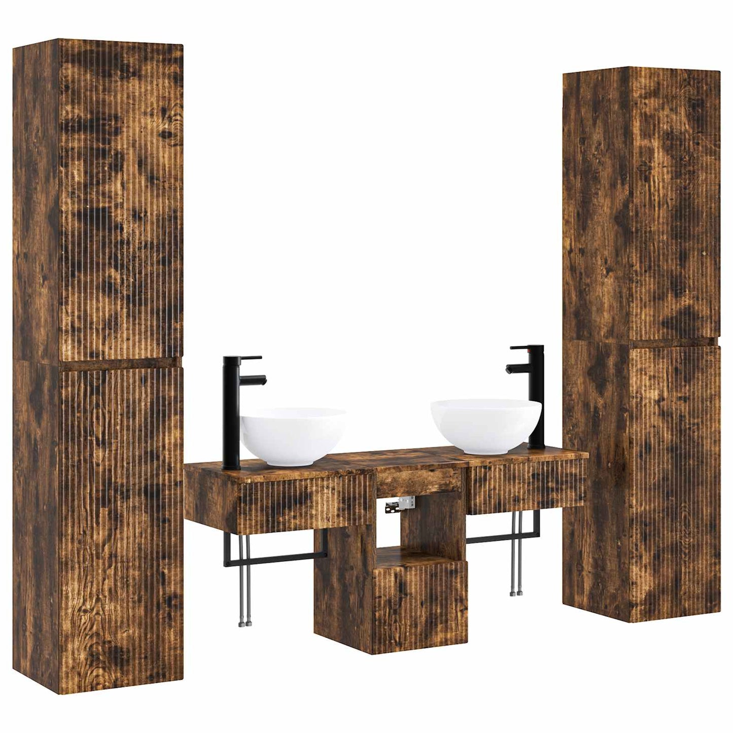 Badkamermeubelset 5 st Gerookt eiken 33 x 34,5 x 160 cm