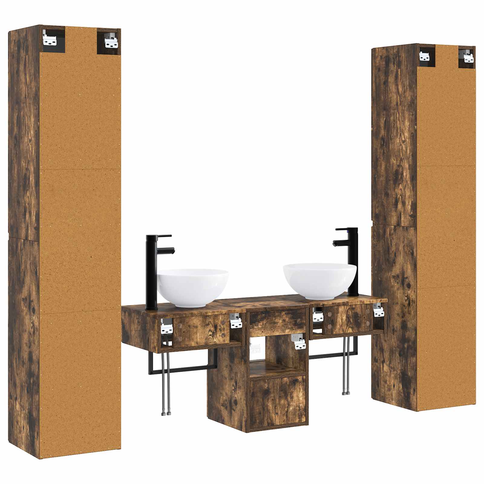 Badkamermeubelset 5 st Gerookt eiken 33 x 34,5 x 160 cm