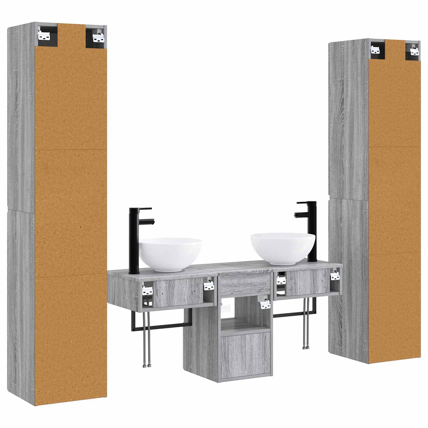 Badkamermeubelset 5 st Grijs Sonoma 33 x 34,5 x 160 cm