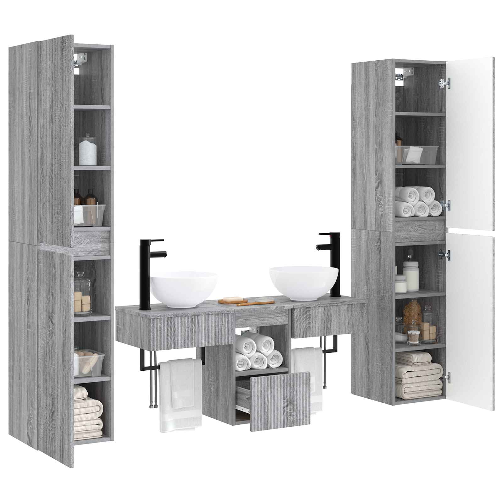 Badkamermeubelset 5 st Grijs Sonoma 33 x 34,5 x 160 cm