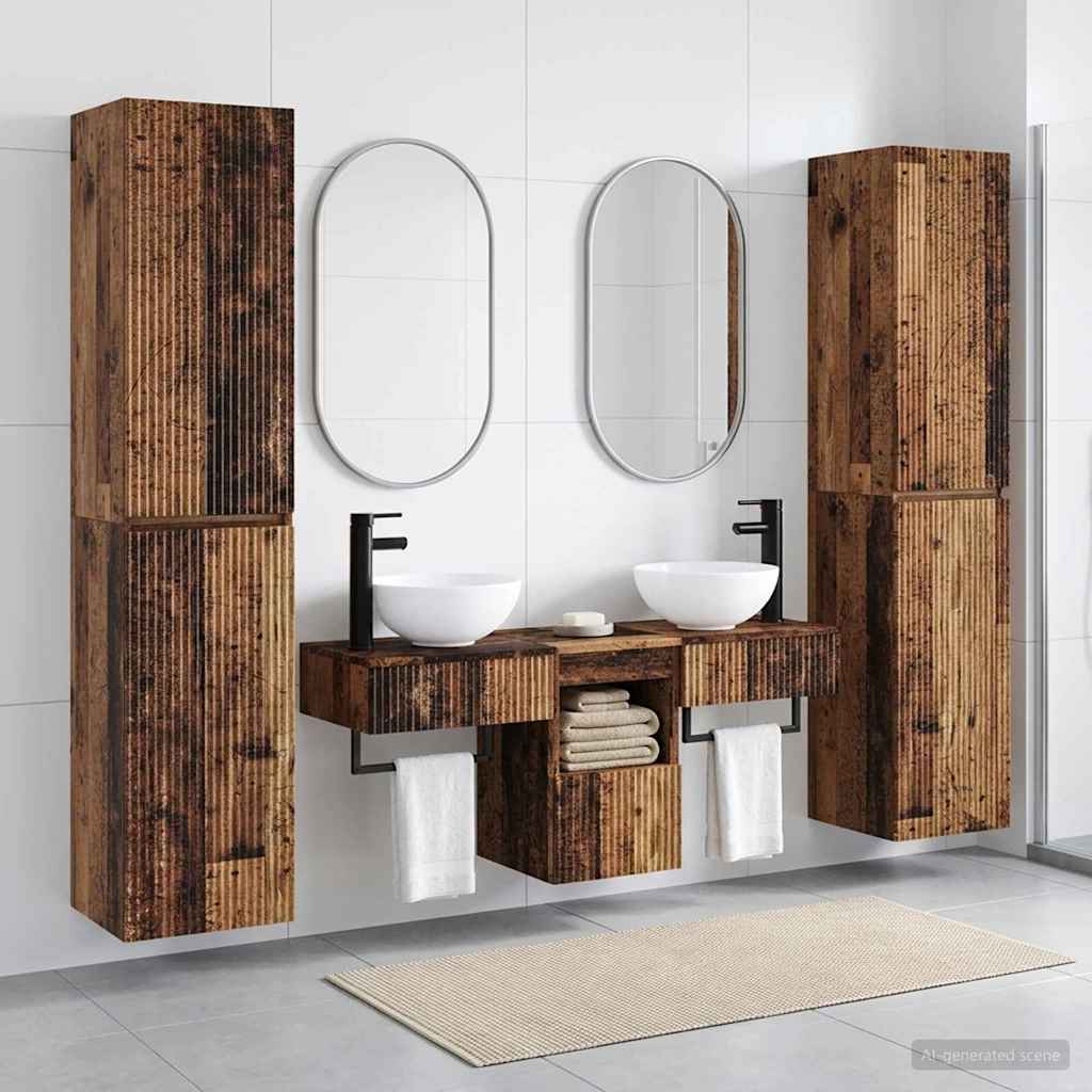 Badkamermeubelset 5 st Oud hout 33 x 34,5 x 160 cm Bewerkt hout