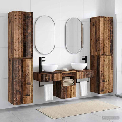 Badkamermeubelset 5 st Oud hout 33 x 34,5 x 160 cm Bewerkt hout