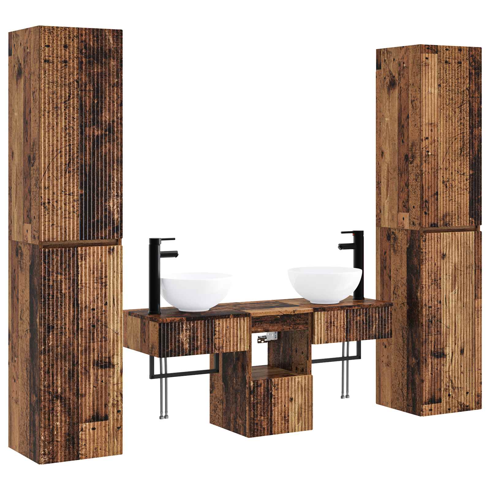 Badkamermeubelset 5 st Oud hout 33 x 34,5 x 160 cm Bewerkt hout