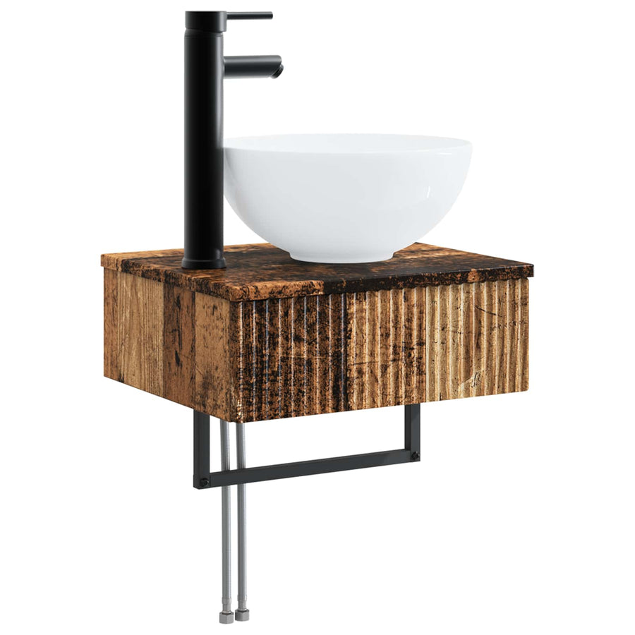 Badkamermeubelset 5 st Oud hout 33 x 34,5 x 160 cm Bewerkt hout