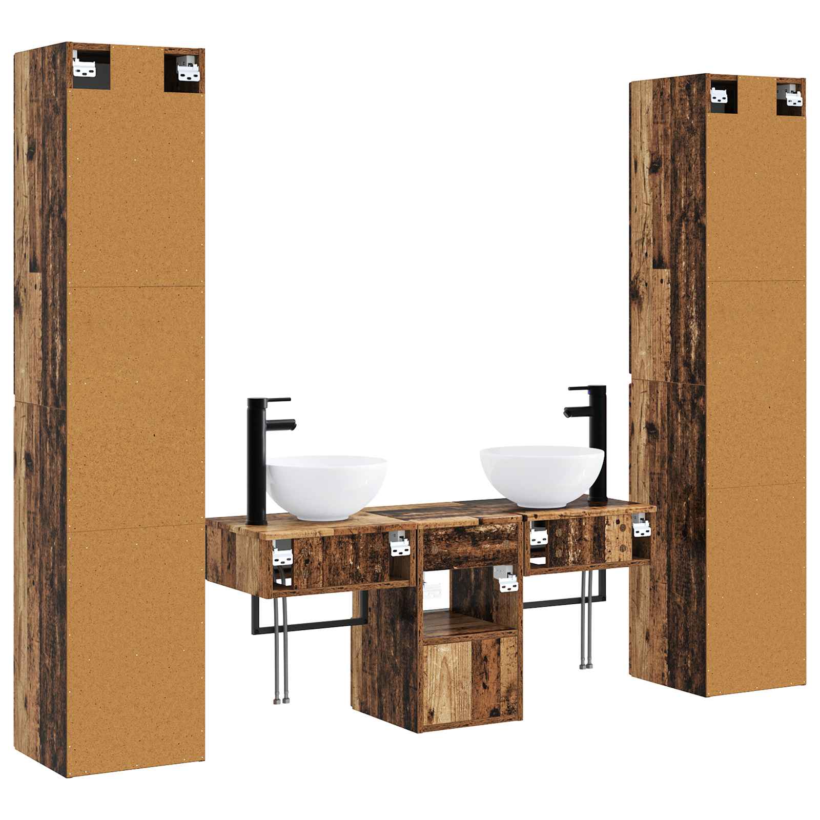 Badkamermeubelset 5 st Oud hout 33 x 34,5 x 160 cm Bewerkt hout