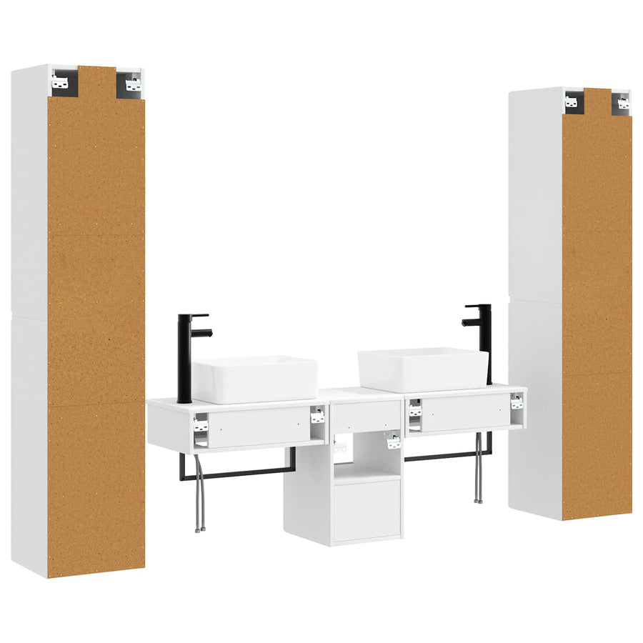 Badkamermeubelset 5 st Wit 33 x 34,5 x 160 cm Bewerkt hout