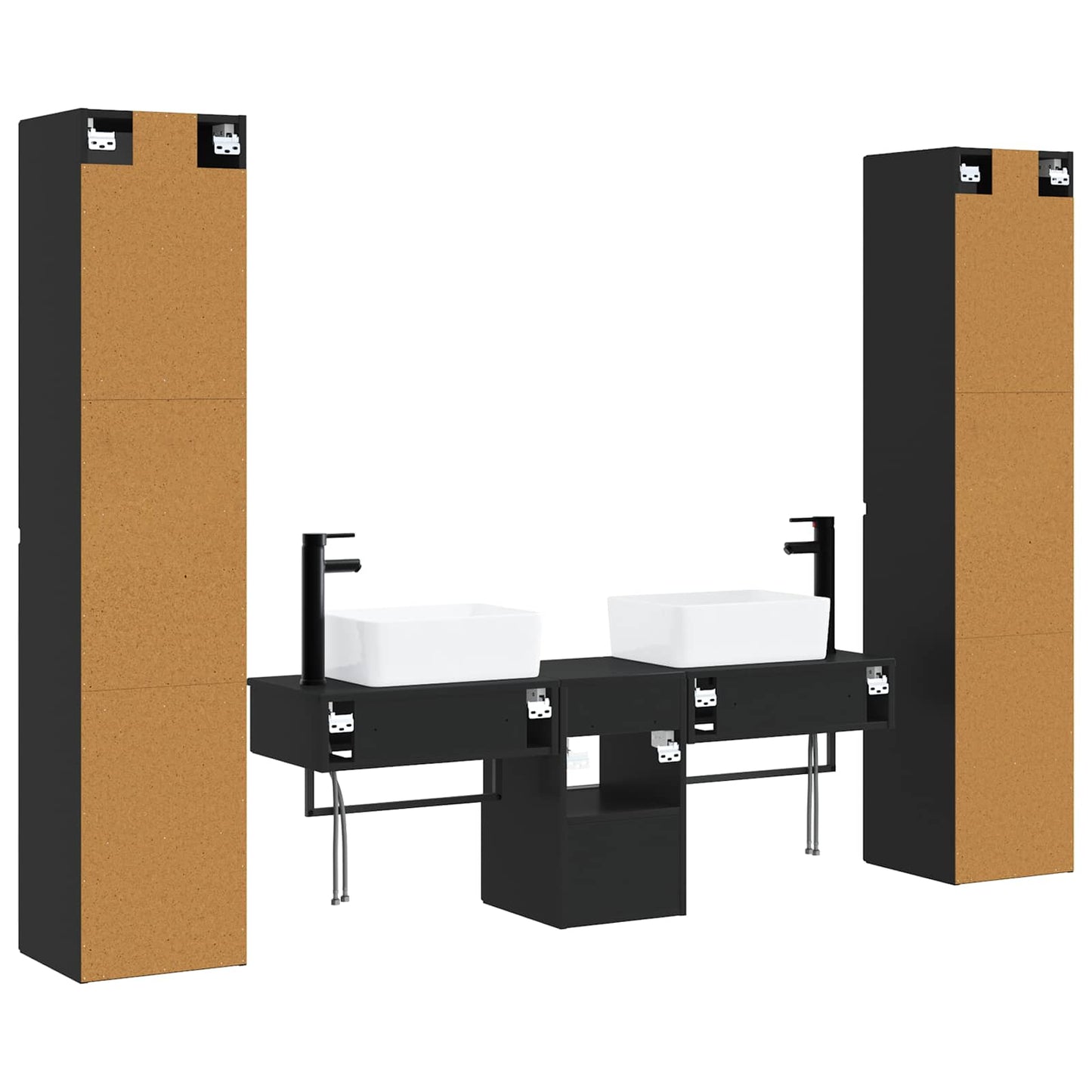 Badkamermeubelset 5 st Zwart 33 x 34,5 x 160 cm Bewerkt hout