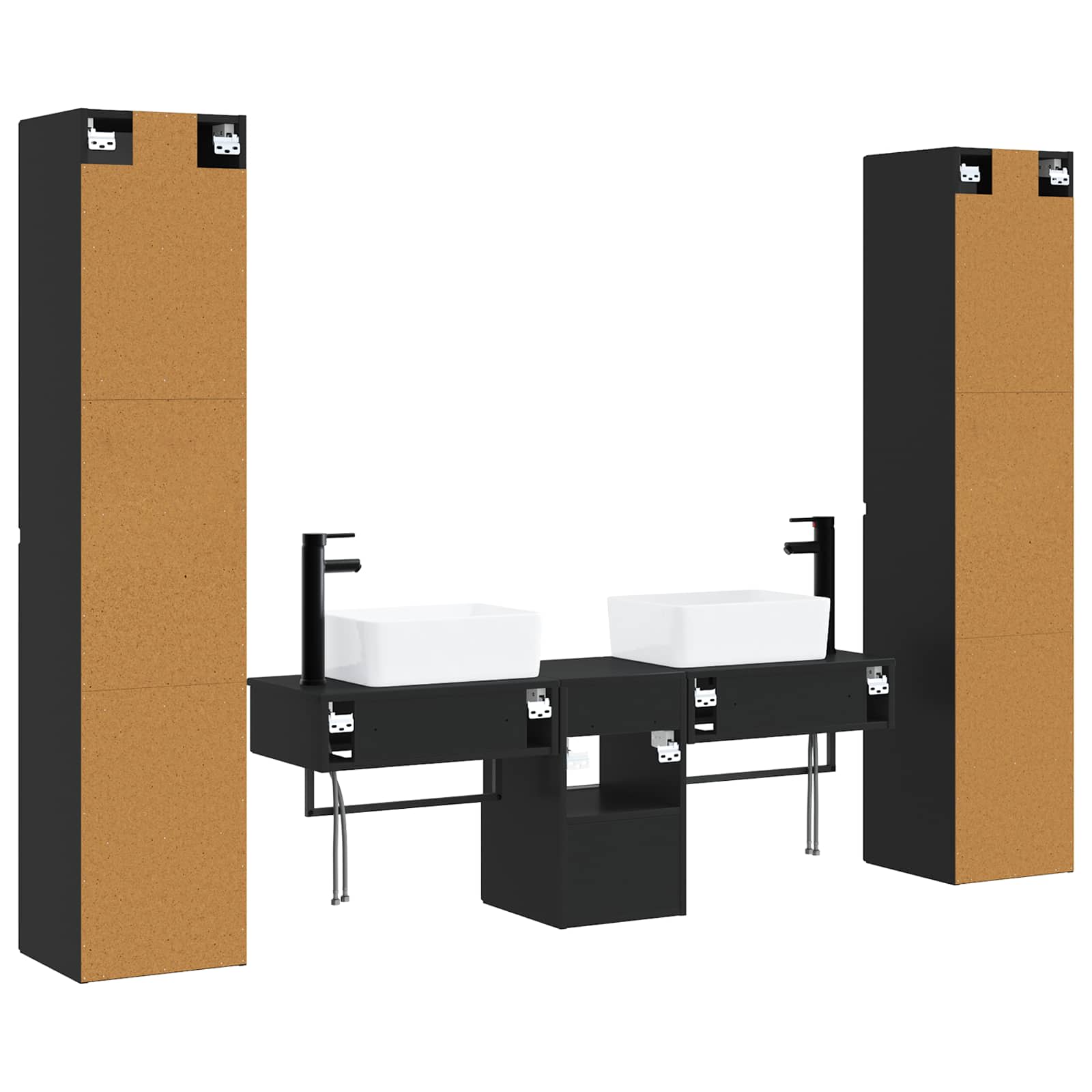 Badkamermeubelset 5 st Zwart 33 x 34,5 x 160 cm Bewerkt hout