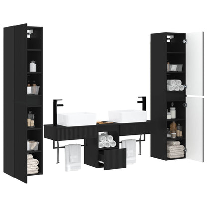 Badkamermeubelset 5 st Zwart 33 x 34,5 x 160 cm Bewerkt hout