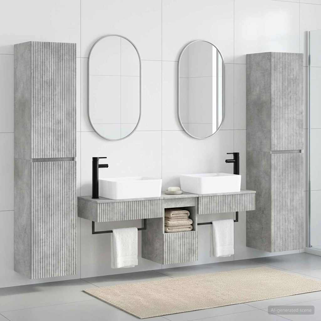 Badkamermeubelset 5 st Betongrijs 33 x 34,5 x 160 cm
