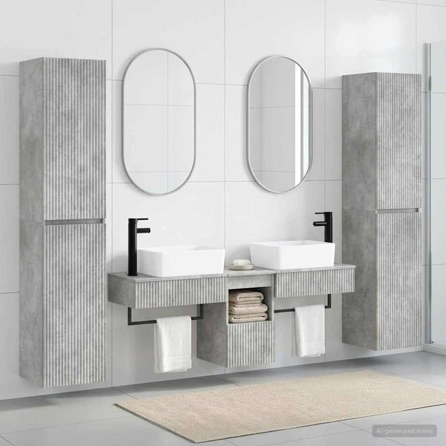 Badkamermeubelset 5 st Betongrijs 33 x 34,5 x 160 cm