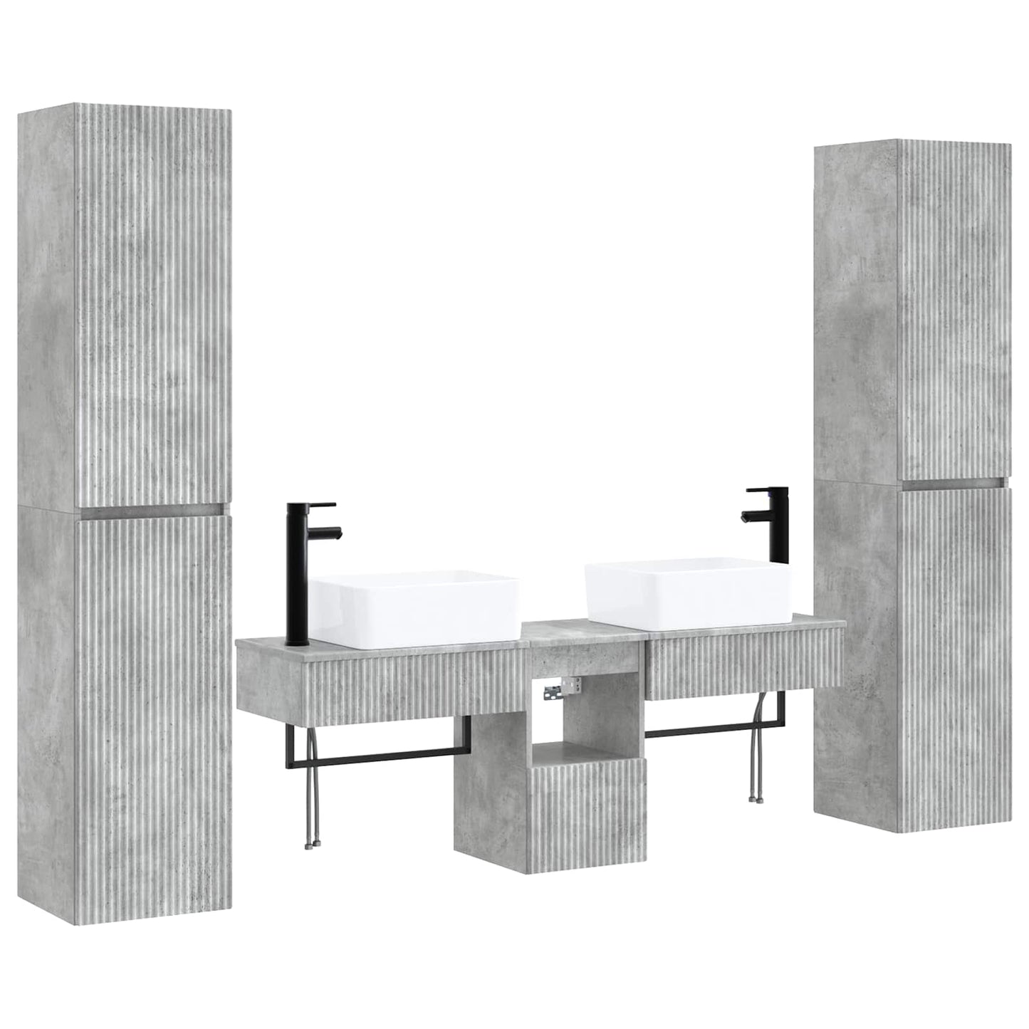 Badkamermeubelset 5 st Betongrijs 33 x 34,5 x 160 cm