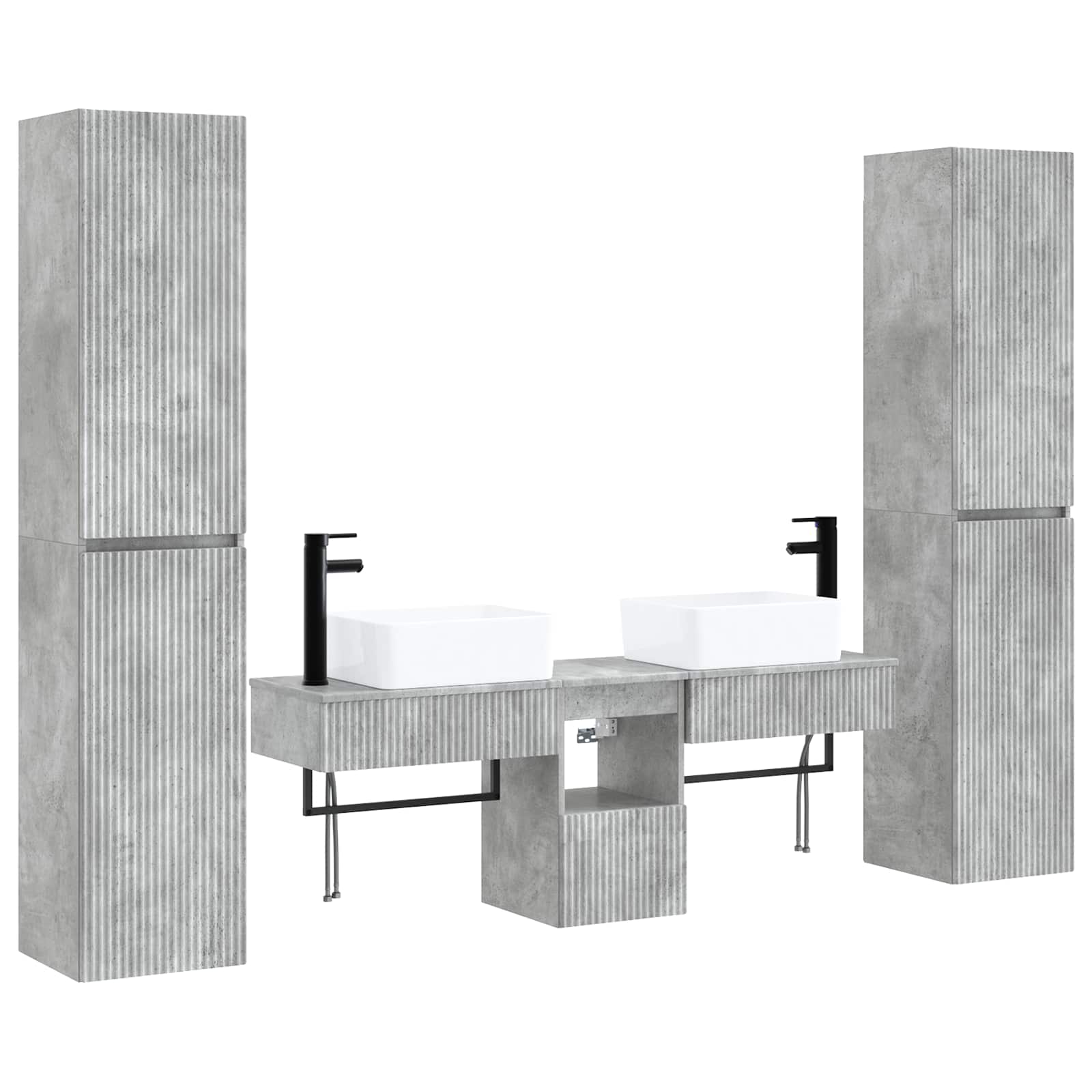 Badkamermeubelset 5 st Betongrijs 33 x 34,5 x 160 cm