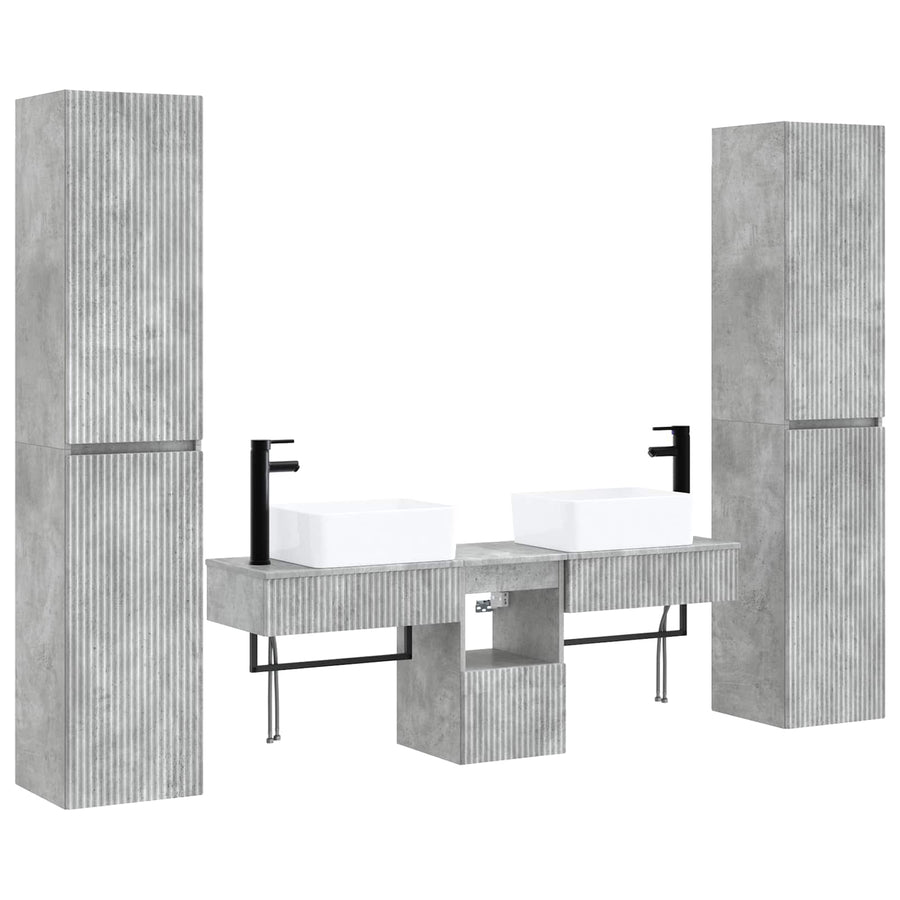 Badkamermeubelset 5 st Betongrijs 33 x 34,5 x 160 cm