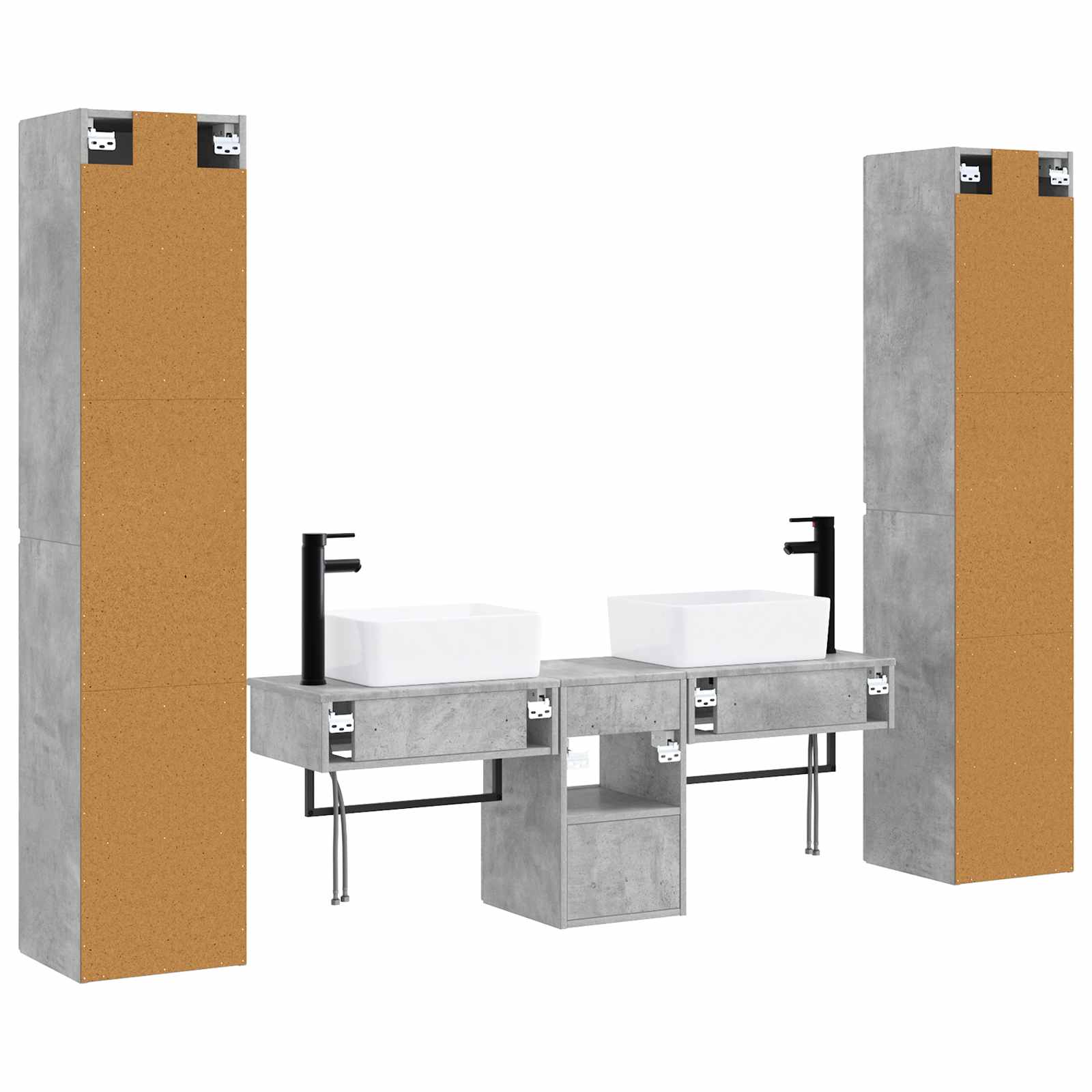 Badkamermeubelset 5 st Betongrijs 33 x 34,5 x 160 cm