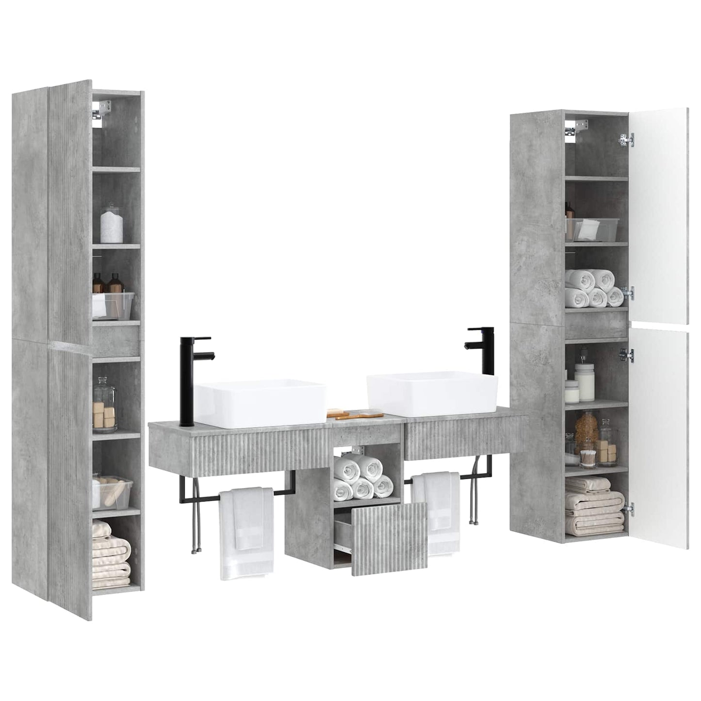 Badkamermeubelset 5 st Betongrijs 33 x 34,5 x 160 cm