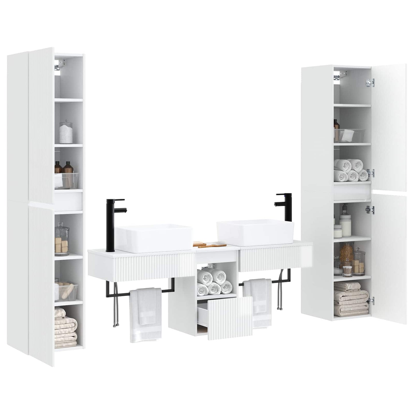 Badkamermeubelset 5 st Hoogglans Wit 33 x 34,5 x 160 cm
