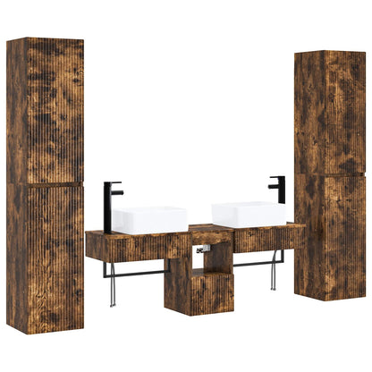 Badkamermeubelset 5 st Gerookt eiken 33 x 34,5 x 160 cm
