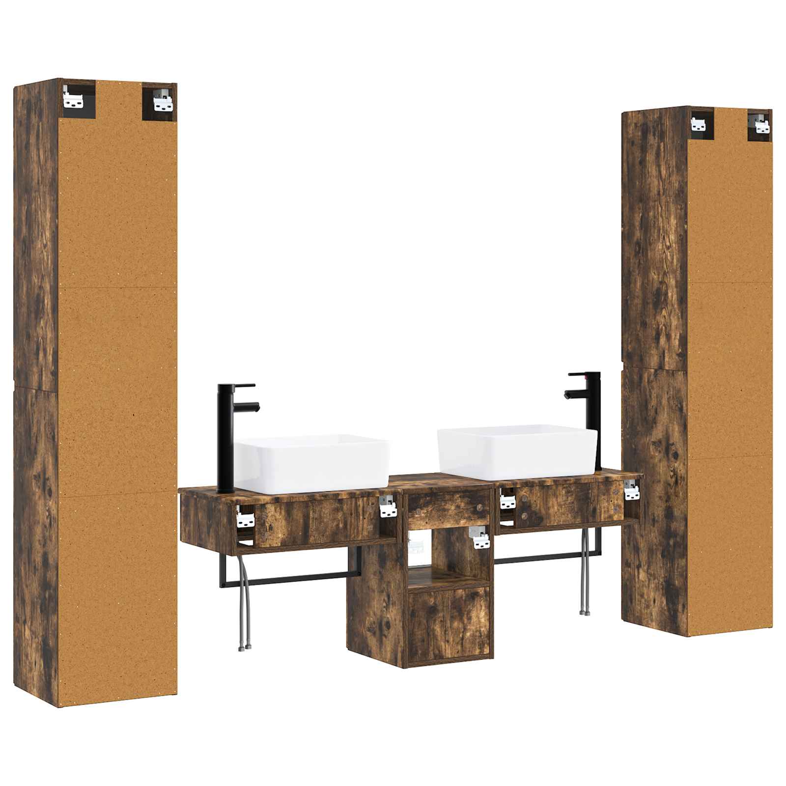 Badkamermeubelset 5 st Gerookt eiken 33 x 34,5 x 160 cm