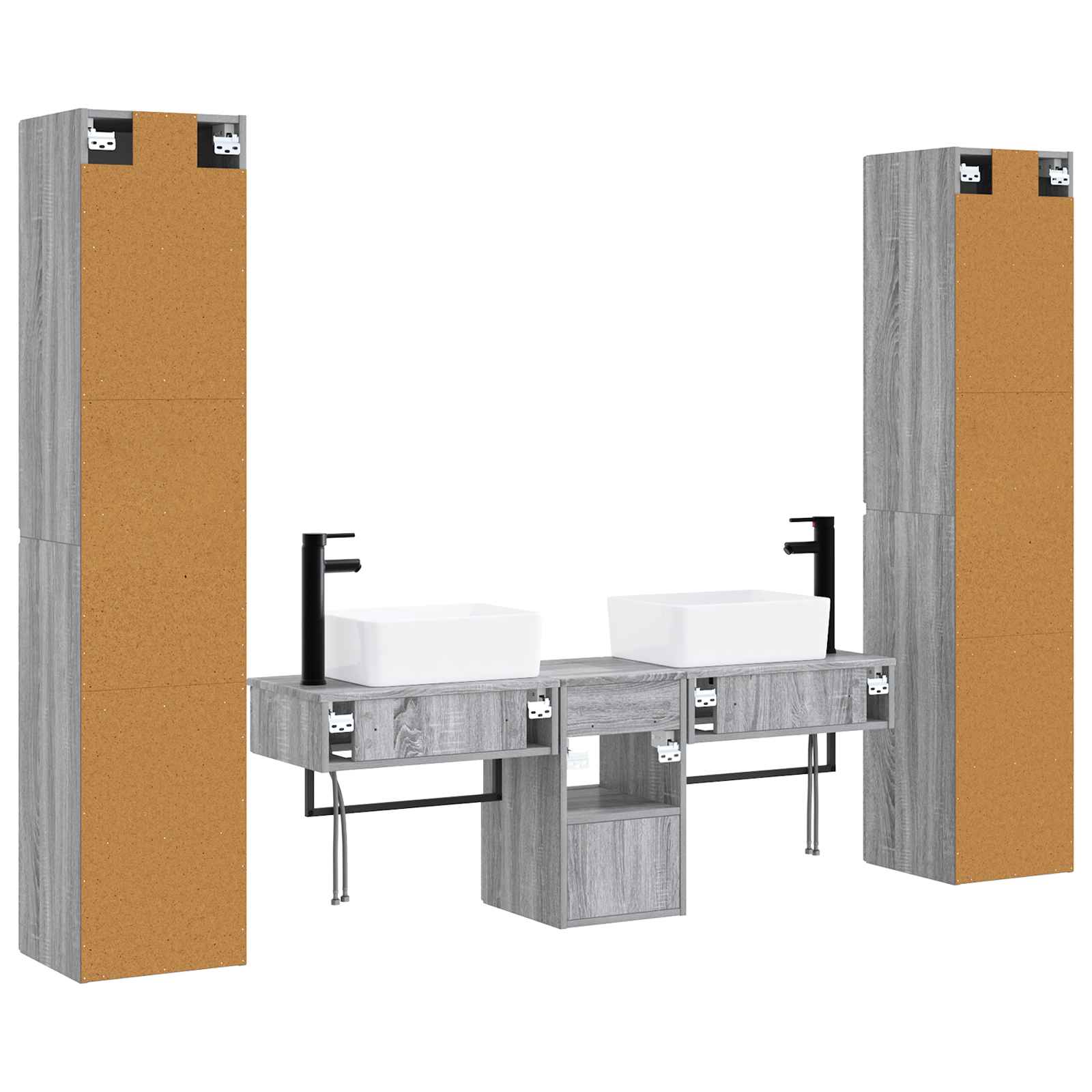 Badkamermeubelset 5 st Grijs Sonoma 33 x 34,5 x 160 cm