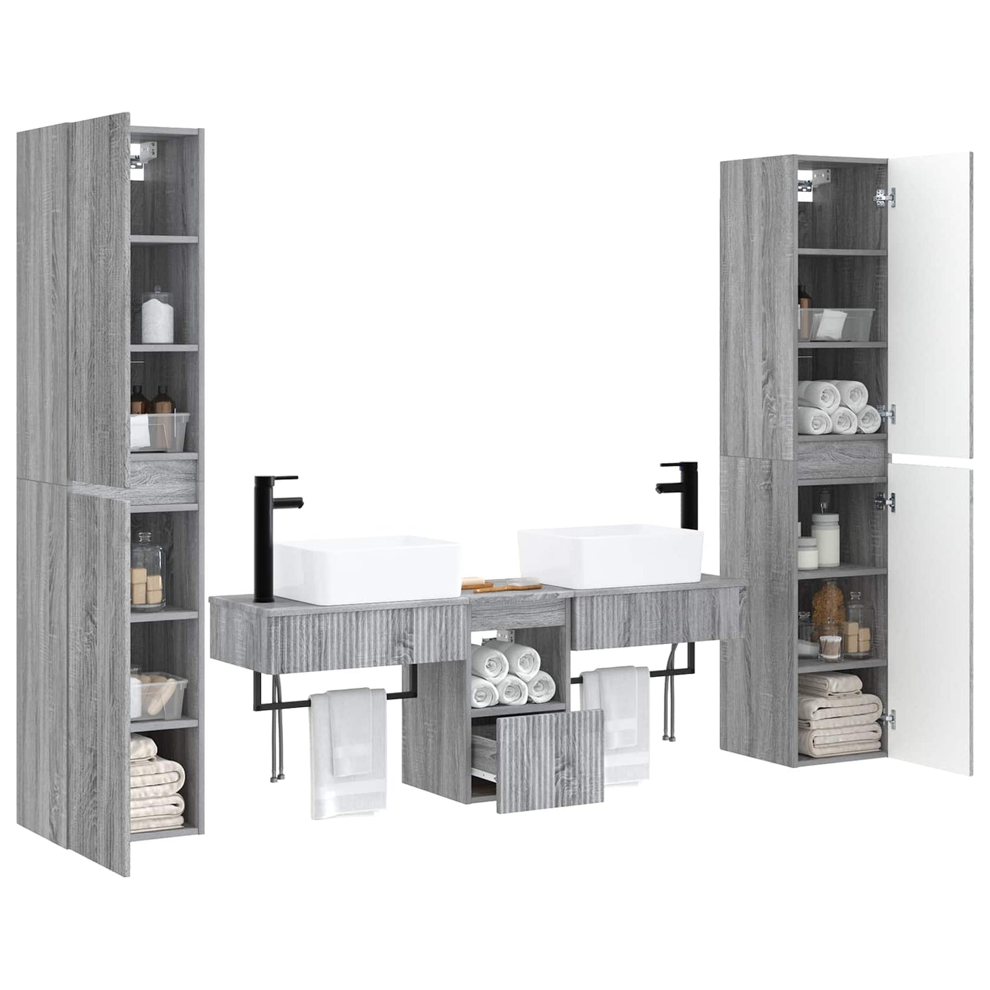 Badkamermeubelset 5 st Grijs Sonoma 33 x 34,5 x 160 cm