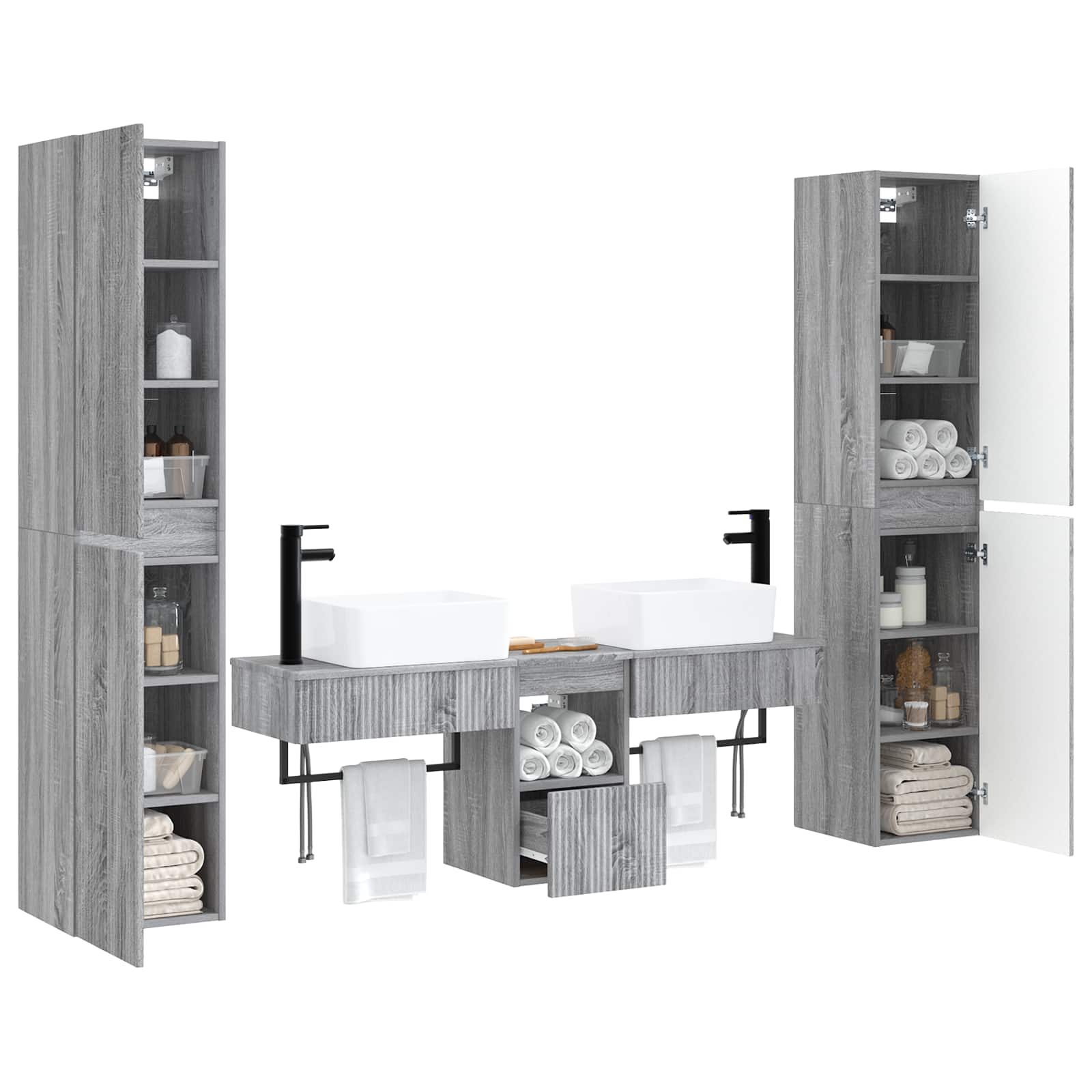 Badkamermeubelset 5 st Grijs Sonoma 33 x 34,5 x 160 cm
