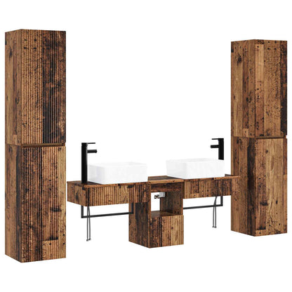 Badkamermeubelset 5 st Oud hout 33 x 34,5 x 160 cm Bewerkt hout